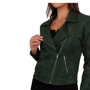 Philosophy Republic Clothing Faux Suede Zip Side Motto Tailored Jacket Sz SP